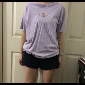 Oversized moon phase light purple graphic tee